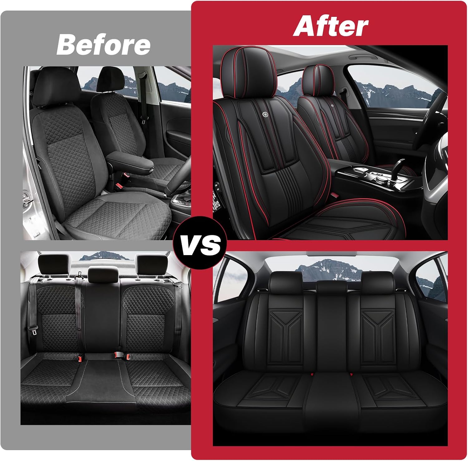 Car Seat Cover for Hyundai Santa Cruz 2022-2025,Leather Seat Cover for Car,Breathable Vehicle Cushions Cover Waterproof Protectors Seat Protector, (Full Set,Black)