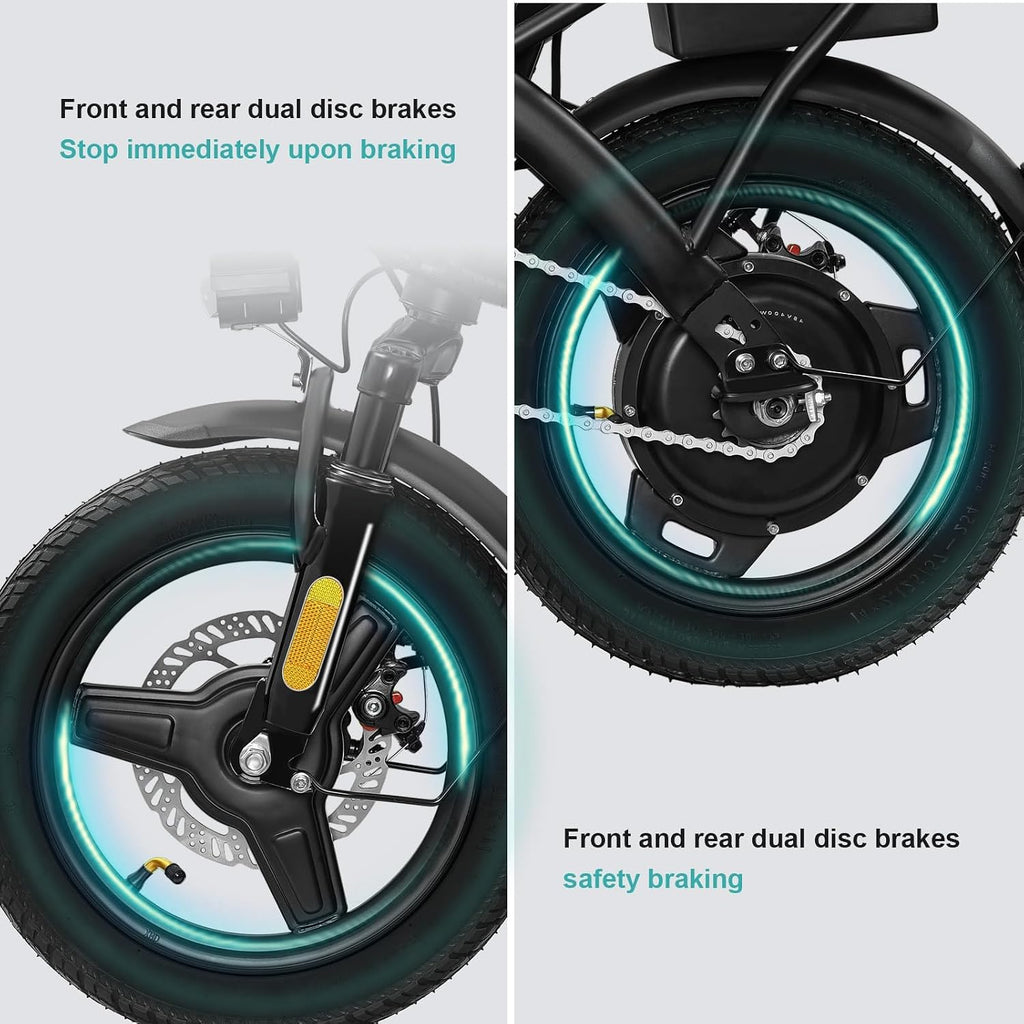 Electric Bike for Adults Teens, Commuter City Folding ebike with 560W Motor and 48V Battery, 24MPH 3-Level Pedals Assist, Dual Disc Brakes,14' Compact Foldable Electric Bicycle with UL2849 Certified