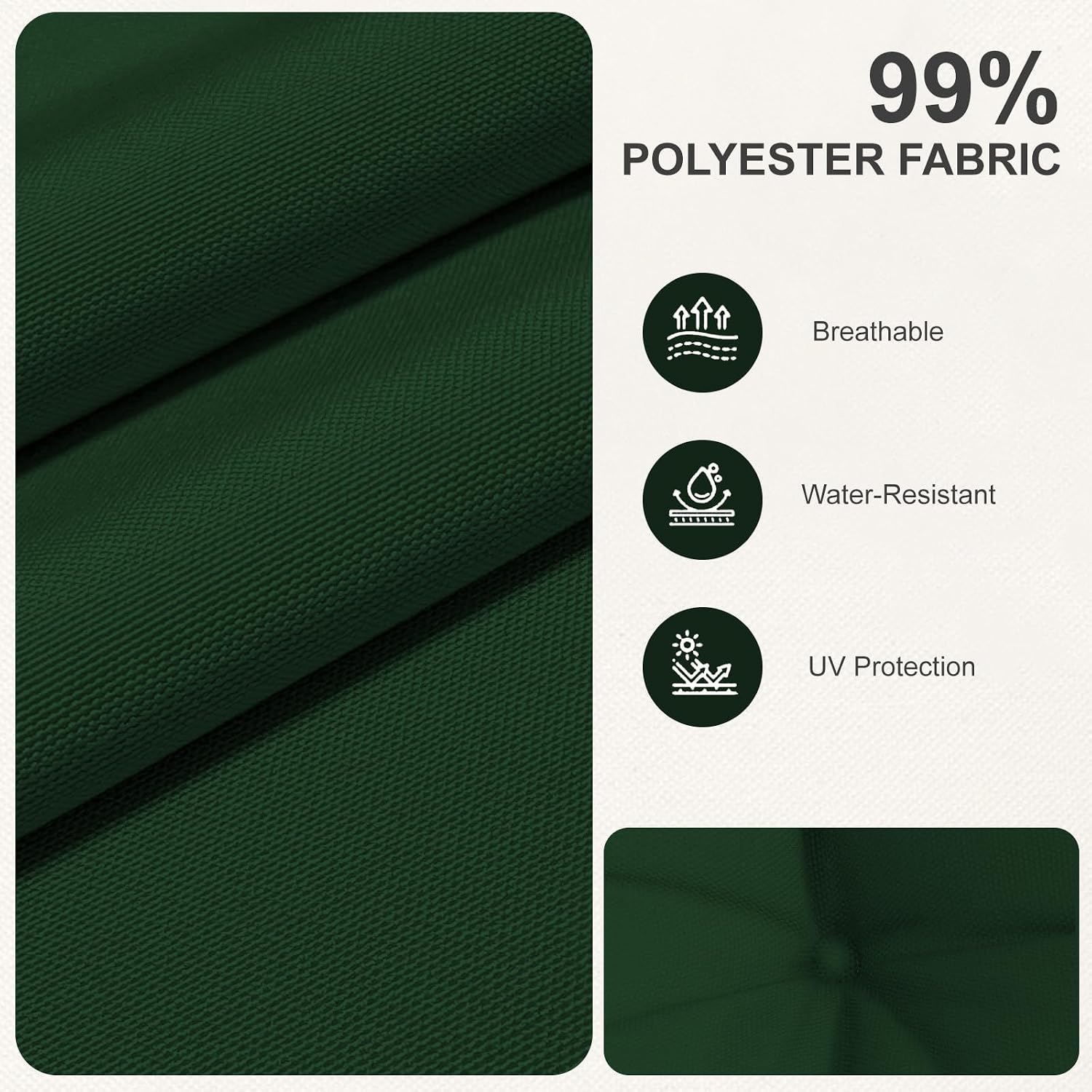 Outdoor High Back Chair Cushions 2-Pack, 44'x22'x 4' Fade-Resistant Waterproof Tufted Pads with Ties for Patio Rocking & Adirondack Chairs (Dark Green)