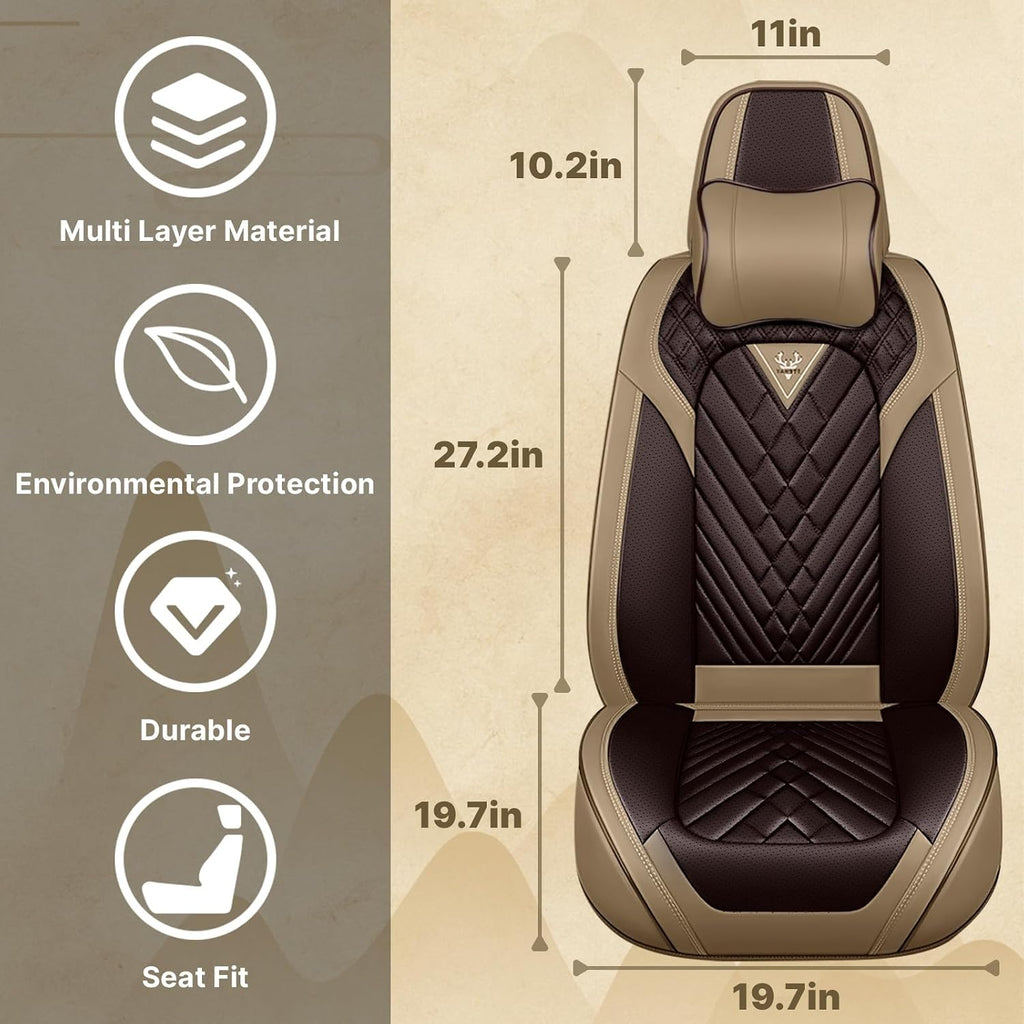 Fit for Honda Odyssey 2000-2026 Seat Covers, Fashion Sport Seat Cover with Waterproof Leather, Airbag Safe Design Seat Protector (2 Front Seat Luxury, Brown Coffee)