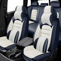 5 Seat Covers for Mini Cooper/Countryman/One Leather Car Seat Covers Waterproof Non-Slip Soft Seat Protectors Comfort Auto Seat Covers with Airbag（Luxury,White+Blue）