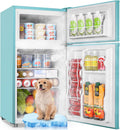 WANAI 3.5 Cu.Ft Mini Fridge With Freezer Compact Refrigerator with Freezer,7 Level Adjustable Thermostat Removable Shelves Small Refrigerator for Office Dorm Apartment Blue
