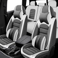 5 Seat Covers for Buick Encore GX 2020-2024 Leather Car Seat Covers Waterproof Anti-Slip Car Seat Protectors Comfort Automotive Seat Covers with Airbag（Luxury,White+Gray）