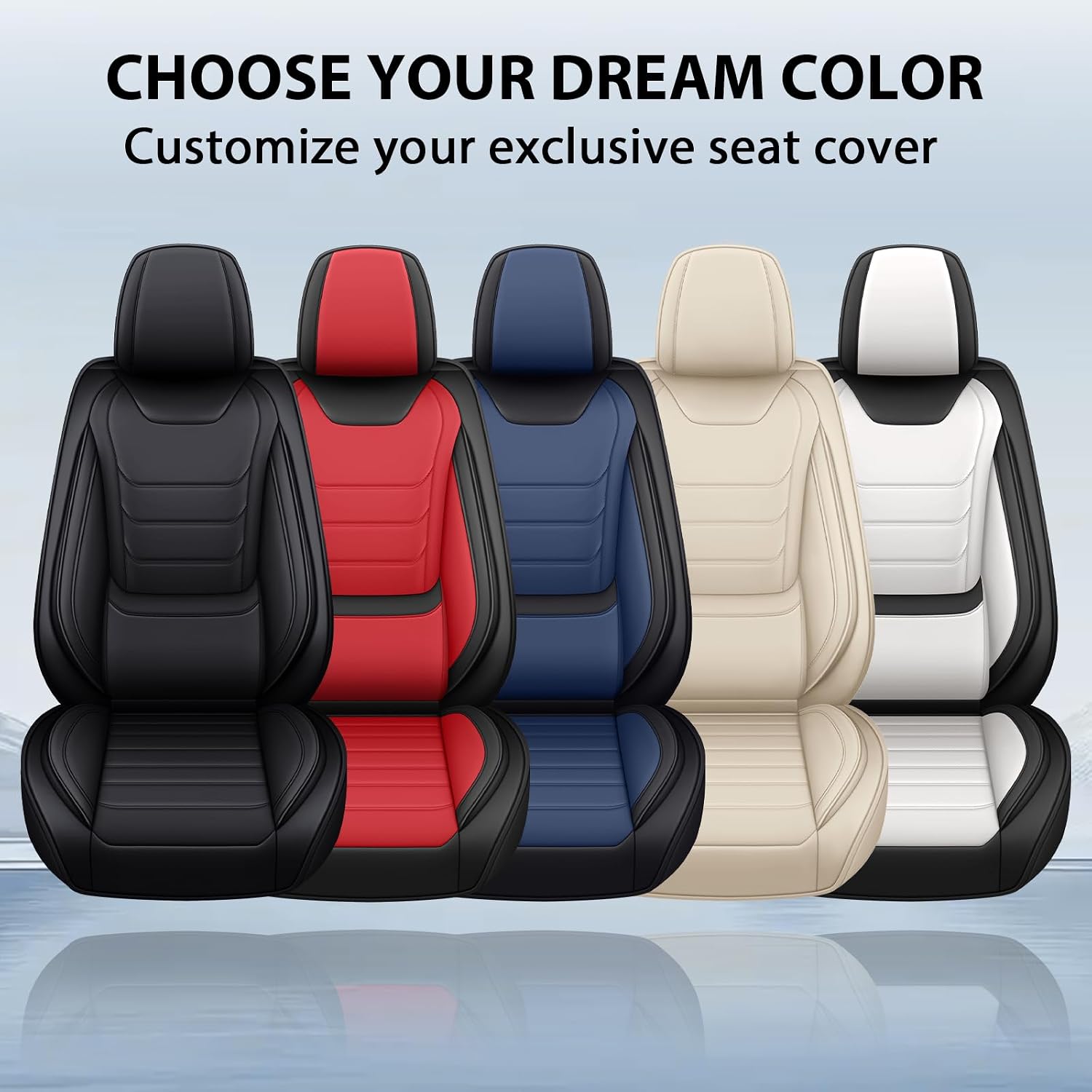 Fit for Volkswagen Jetta 2005-2025 Custom Seat Covers, PU Leather Car Seat Covers, Full Coverage Protection, Thick Cushioning Seat Protectors(Standard Full Set/Beige)