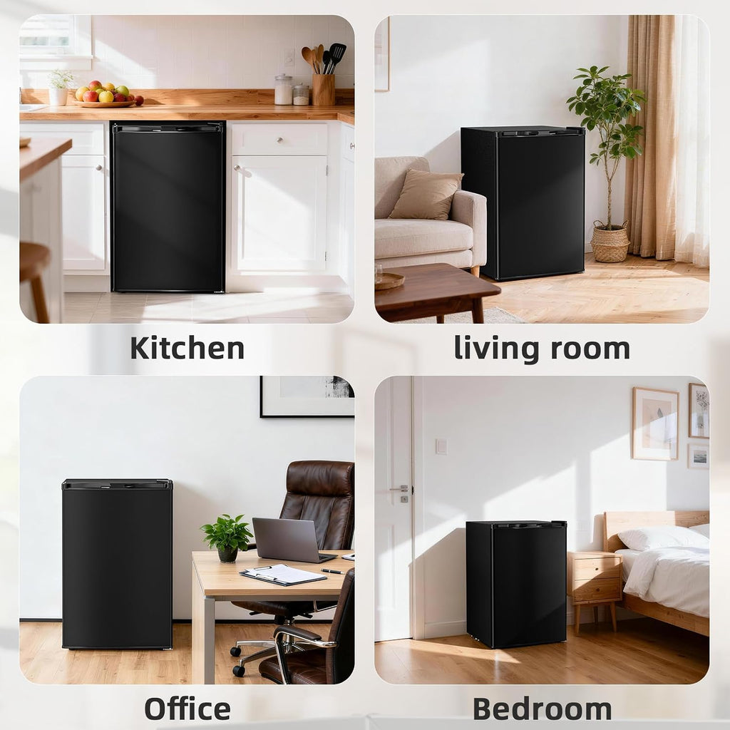Antarctic Star 4.4 Cu.Ft Compact Refrigerator,Mini Fridge Single Door with Adjustable Thermostat,Removable Glass Shelves for Apartment/Dorm/Office,BLACK