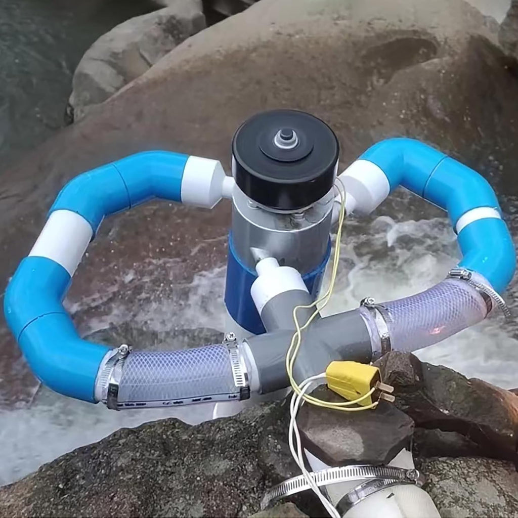 1000W Micro Hydroelectric Generator 1KW 220V Mini Hydro Power Water Turbine Generator with Three 50mm Inlet Fittings, Hydroelectric Power Station Water Turbine for Lighting, Charging,1kw,220V