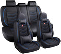 Car Seat Covers Fit for Chevy Suburban 2000-2025, Leather Seat Covers for Car, Waterproof Non-Slip Durable Car Seat Protector(5 Seats with Pillow,Black Blue)