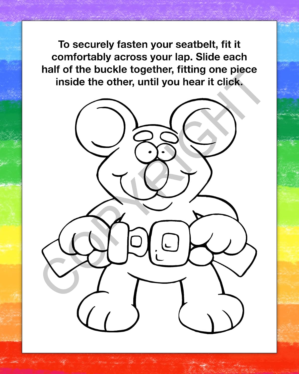 ZOCO – Buckle Up, Seat Belt Safety – Custom Coloring & Activity Books (250 Bulk Pack, With Crayons) – Police Car Safety Theme for Kids – Add Your Imprint