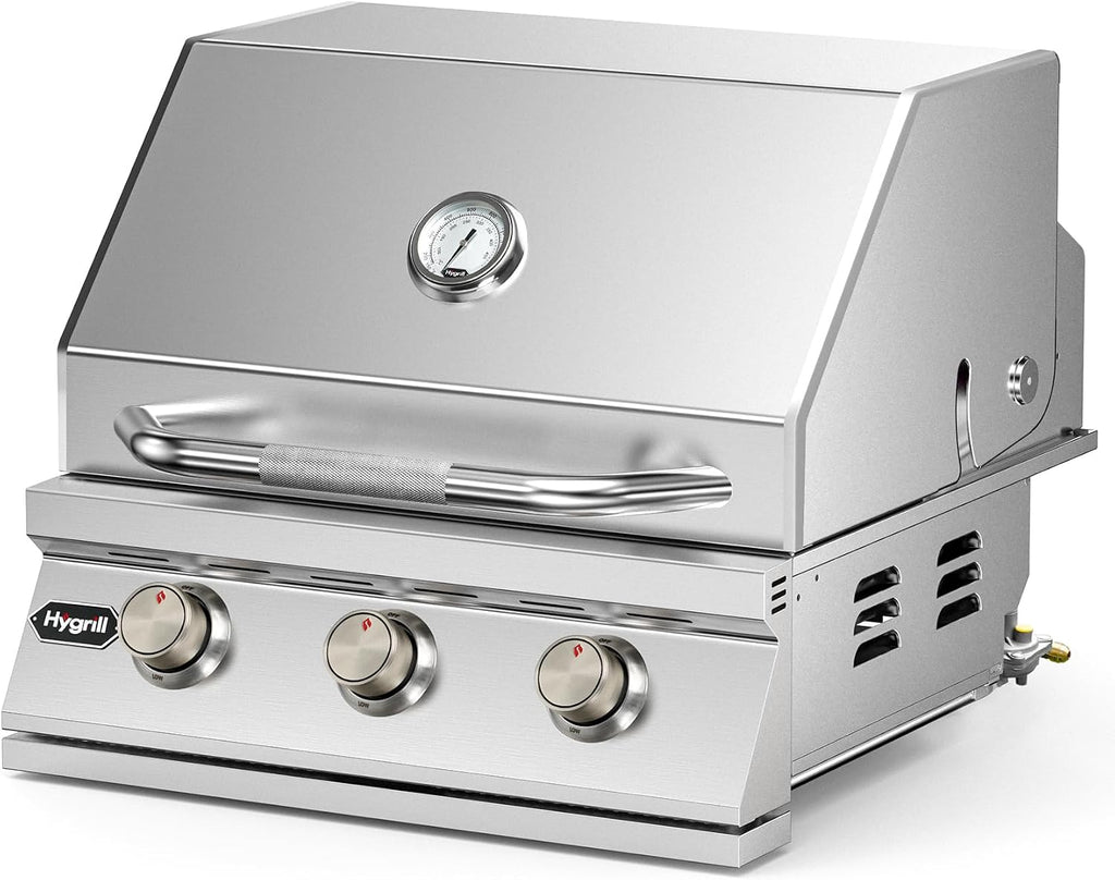 Hygrill STD Series Heavy Duty 3-Burner Built In Grill, Stainless Steel Grill Head for Outdoor Kitchen, Natural Gas