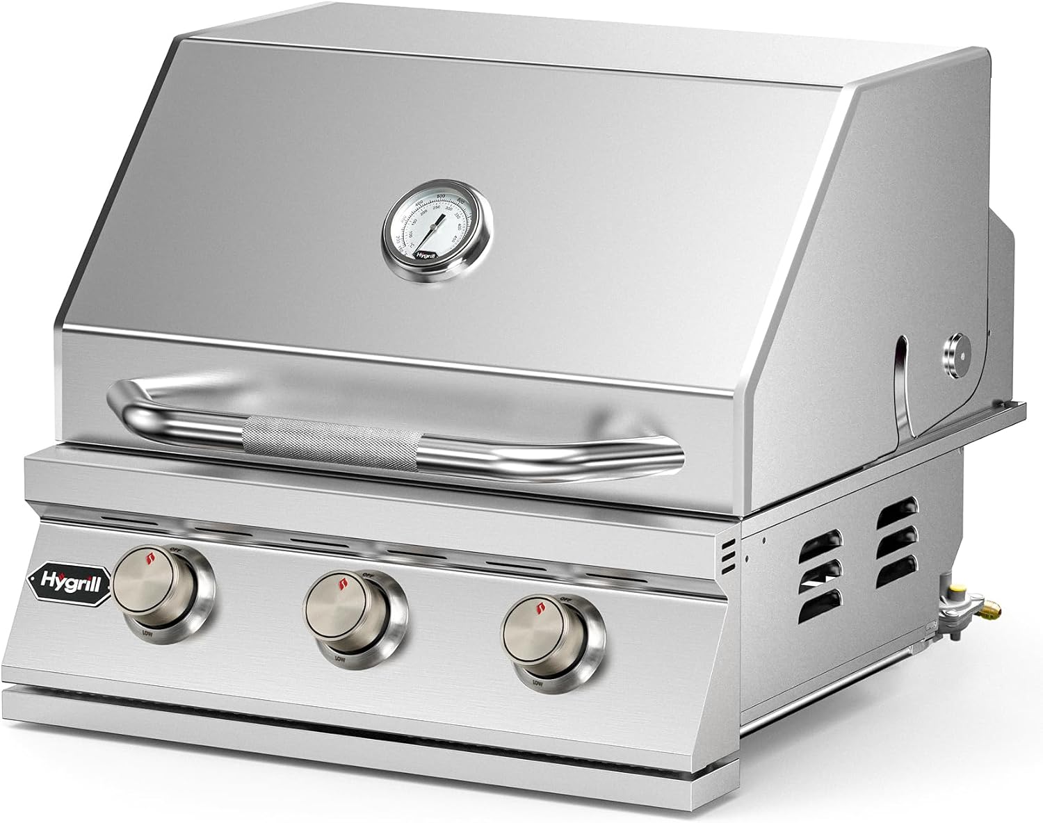 Hygrill STD Series Heavy Duty 3-Burner Built In Grill, Stainless Steel Grill Head for Outdoor Kitchen, Natural Gas
