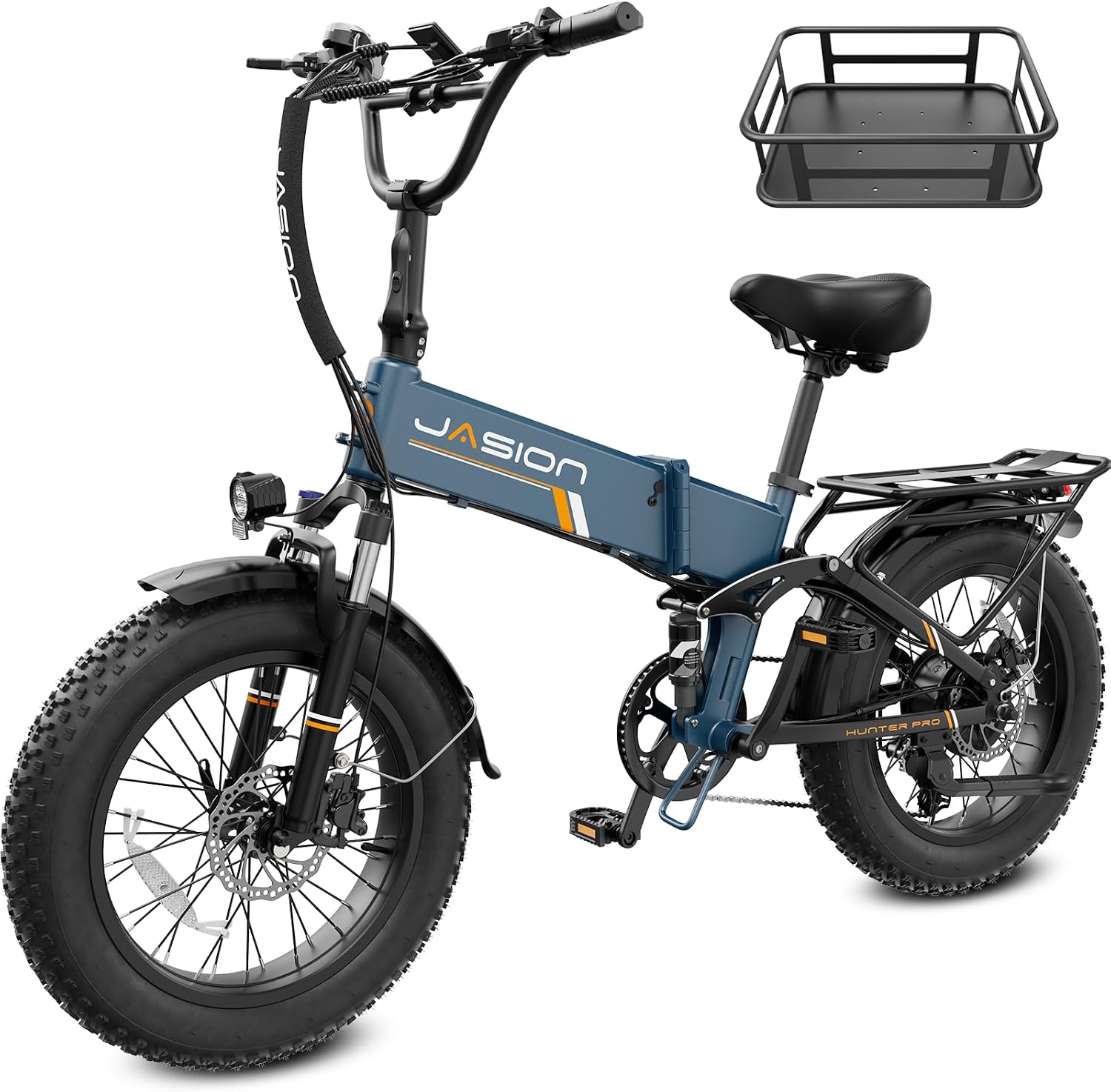 Jasion Hunter Pro Electric Bike for Adults,1800W Peak Motor 80 Miles,up to 28MPH,720WH Removable Battery Foldable Ebike,App Control & Full Suspension,20''*4.0 Fat Tire,Dual Hydraulic Brakes Bicycle