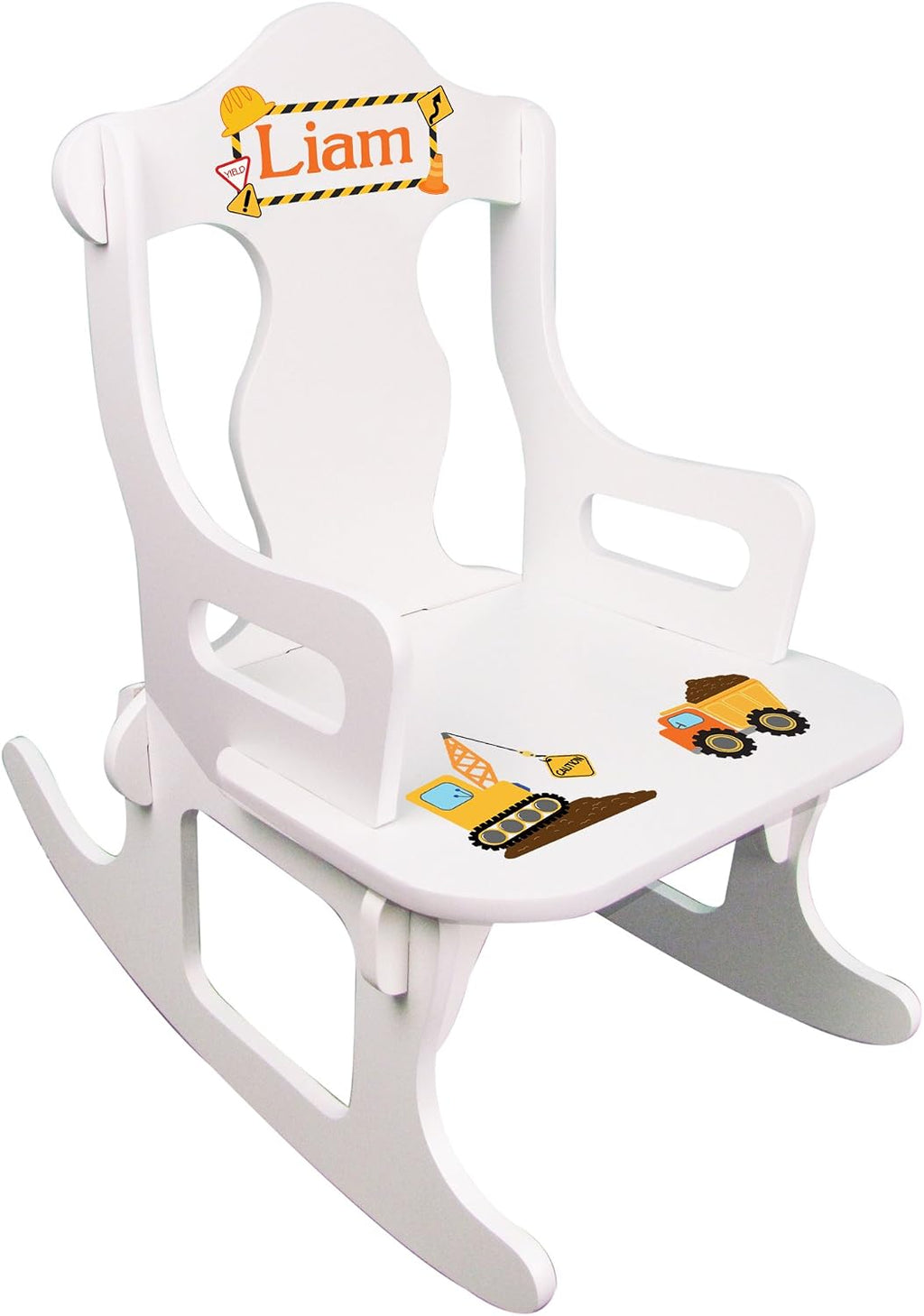 My Bambino Personalized Wooden Rocking Chair for Kids | Boys Rocking Chair Puzzle Rocker (Contruction) | Custom Name Toddler Chair | Baby Shower & Birthday Gift