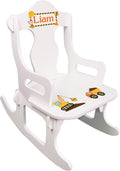 My Bambino Personalized Wooden Rocking Chair for Kids | Boys Rocking Chair Puzzle Rocker (Contruction) | Custom Name Toddler Chair | Baby Shower & Birthday Gift