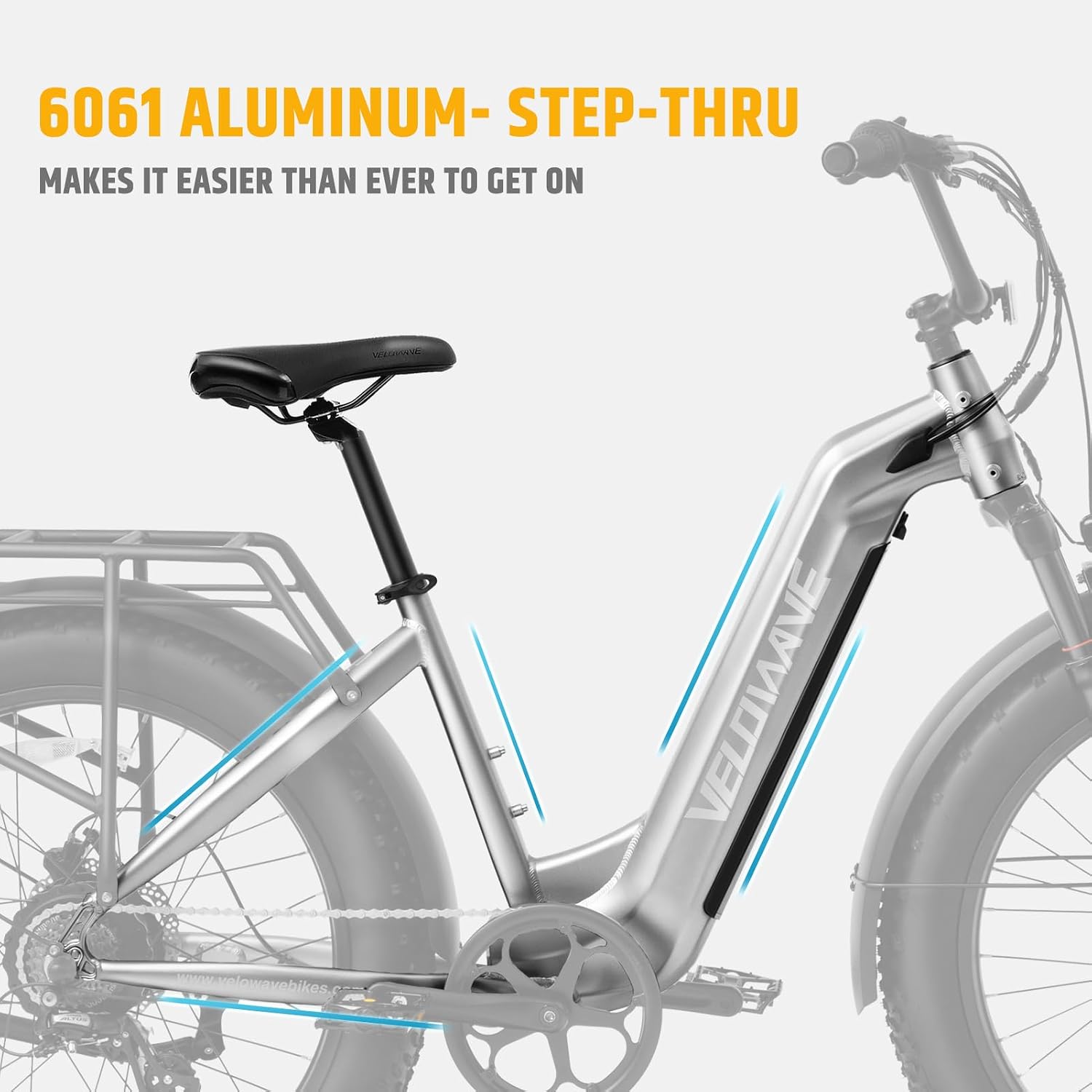 VELOWAVE Electric Bike 26' Fat Tire Ebike Peak 1200W Motor Electric Bike for Adults with 47.97V 14.4AH Removable LG Cell Battery Step-Thru E Bike up to 32MPH UL 2849 Certified with Lock& Bell