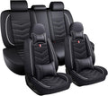 Car Seat Covers Fit for GMC Acadia 2007-2025, Leather Seat Covers for Car, Waterproof Non-Slip Durable Car Seat Protector(5 Seats with Pillow,Black White)