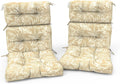 Outdoor High Back Patio Chair Cushions, Fade Resistant & Waterproof Tufted Seat and Back Cushions for Patio Furniture, Patio Chair Cushions 44x22 Inch, Set of 2, Tropical Leaf Oat