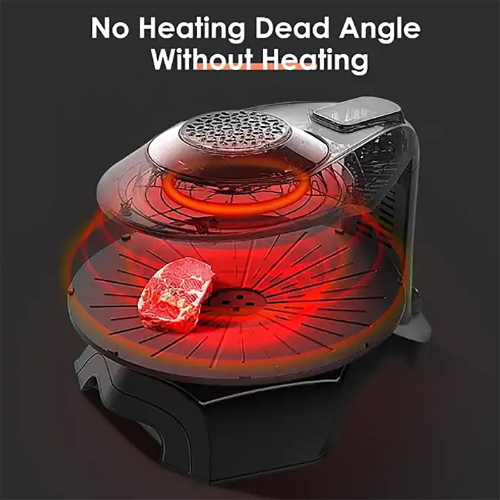 ERICAT Smokeless Indoor Grill, 1400W Smokeless Barbecue Machine with LCD Display Screen, 360° Automatic Rotating Baking Pan and Adjustable Temperature Range, Removable Baking Pan, for Party, Camping