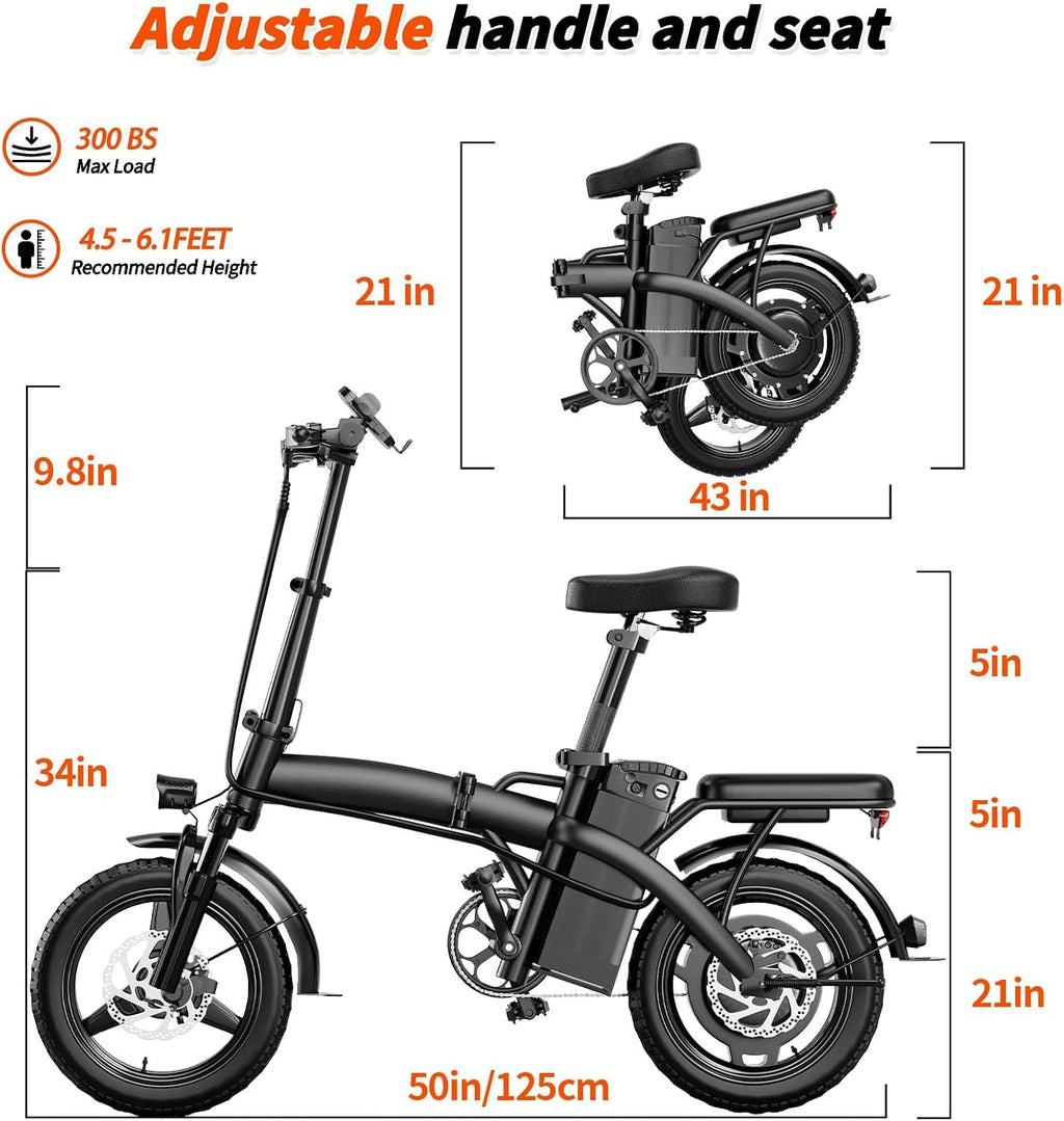 Folding Electric Bike for Adults, 500W Motor, 23MPH Max Speed 14' Ebike, 48V 12AH Removable Battery, 35 Miles PAS Range, Mini E Bikes UL2849 Certified, Commuting Electric Bicycle for Adults & Teens