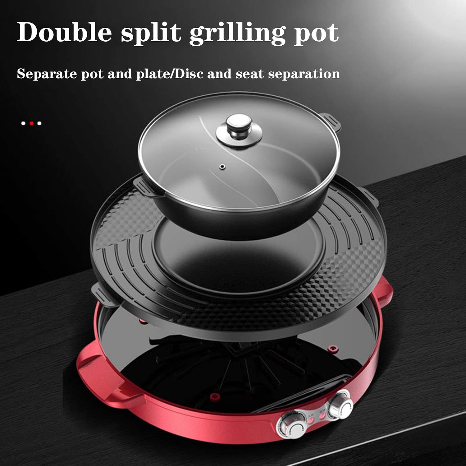 Hot Pot Multifunctional Non-Stick Korean BBQ Smokeless - Korean Hot Pot With Divider Shabu Shabu Pot - Separate Dual Temperature Control