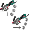 2 Sets of 6.2A Mini Circular Saw with 3 Blades (4-1/2'), Compact Hand Saw Max 1-7/8' Cutting Depth, 3500RPM, Rubber Handle & 10ft Cord for Wood, Metal, Plastic, Tile,2-Power Tool Set Combo Kit