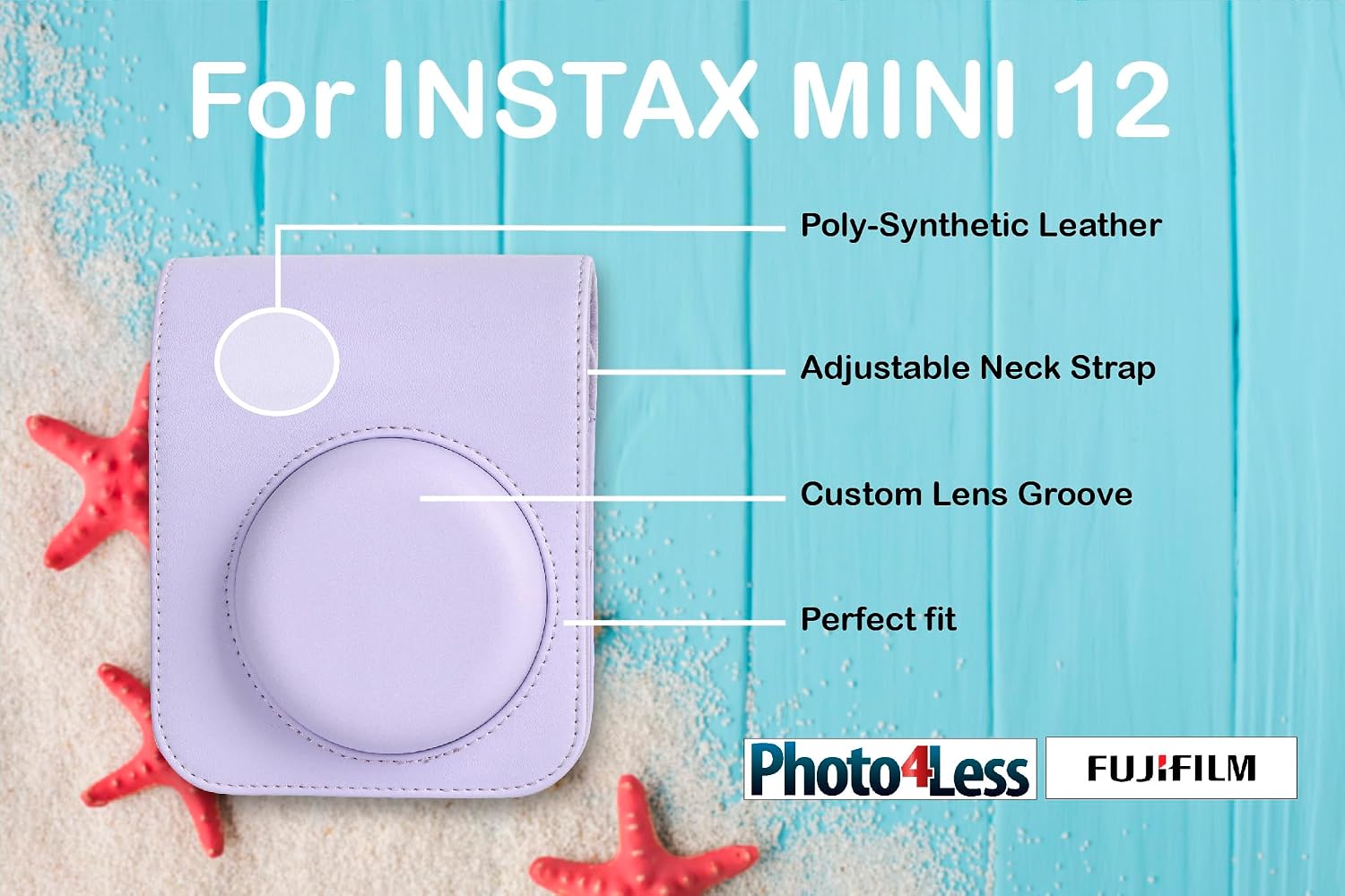 FUJIFILM INSTAX MINI 12 Instant Film Camera (Lilac Purple) Bundle with Fuji Instax Instant Film Single Pack, 10 Prints | Protective Case Purple | Photo Album Purple | Travel Stickers (6 Items)