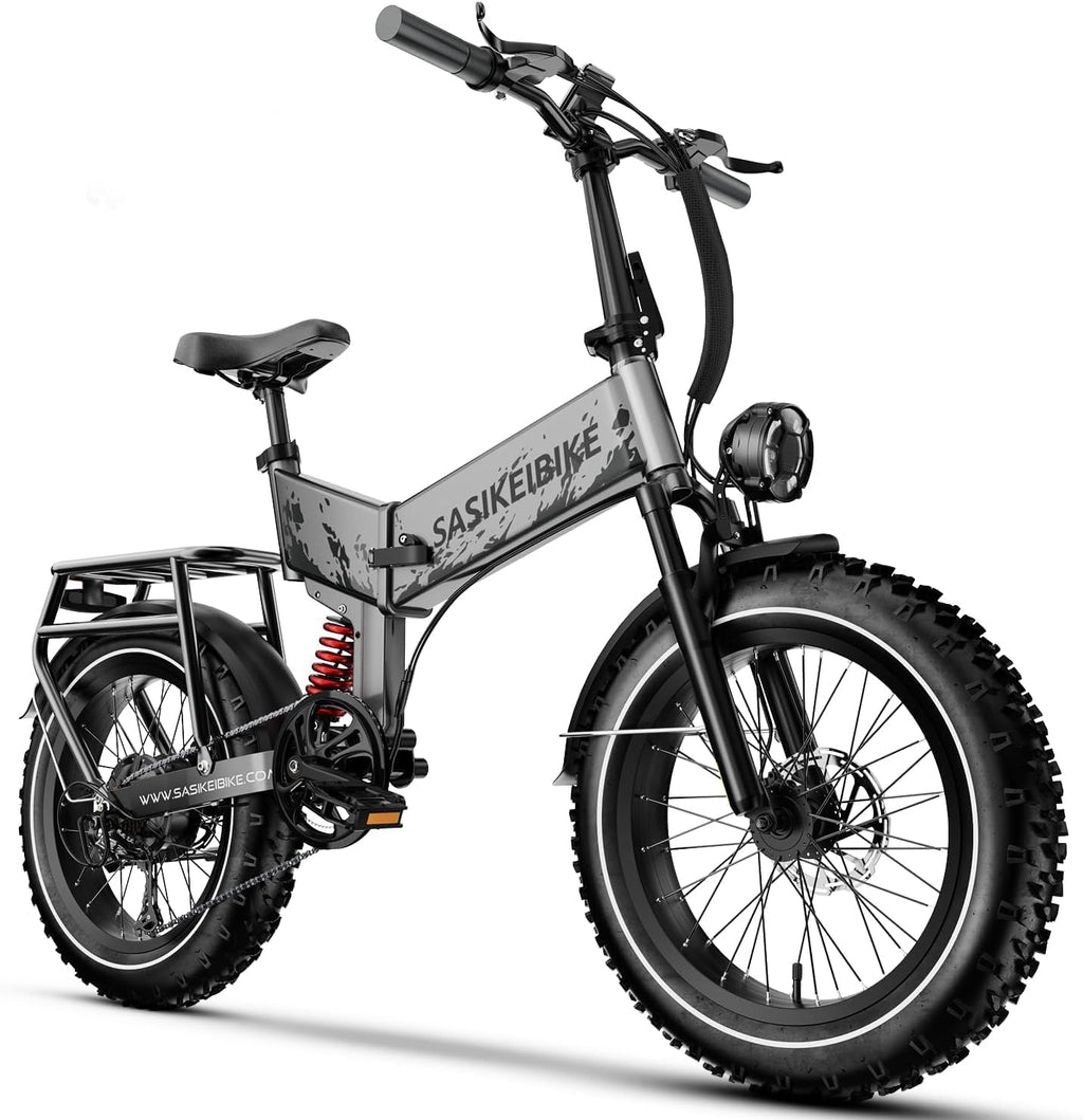 Folding 52V 20Ah Removabke Battery Electric Bike 1500W Peak Motor 20'' Fat Tire Mountain Commuter Ebike Motorcycle Range 70 Miles UL Certified Adult Electric Dirt Bike with 7-Speed