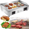 Stainless Steel Adjustable Countertop BBQ Grill, Commercial Electric Griddle with Double Temperature Control, Efficient Nonstick Surface for Home Barbecue