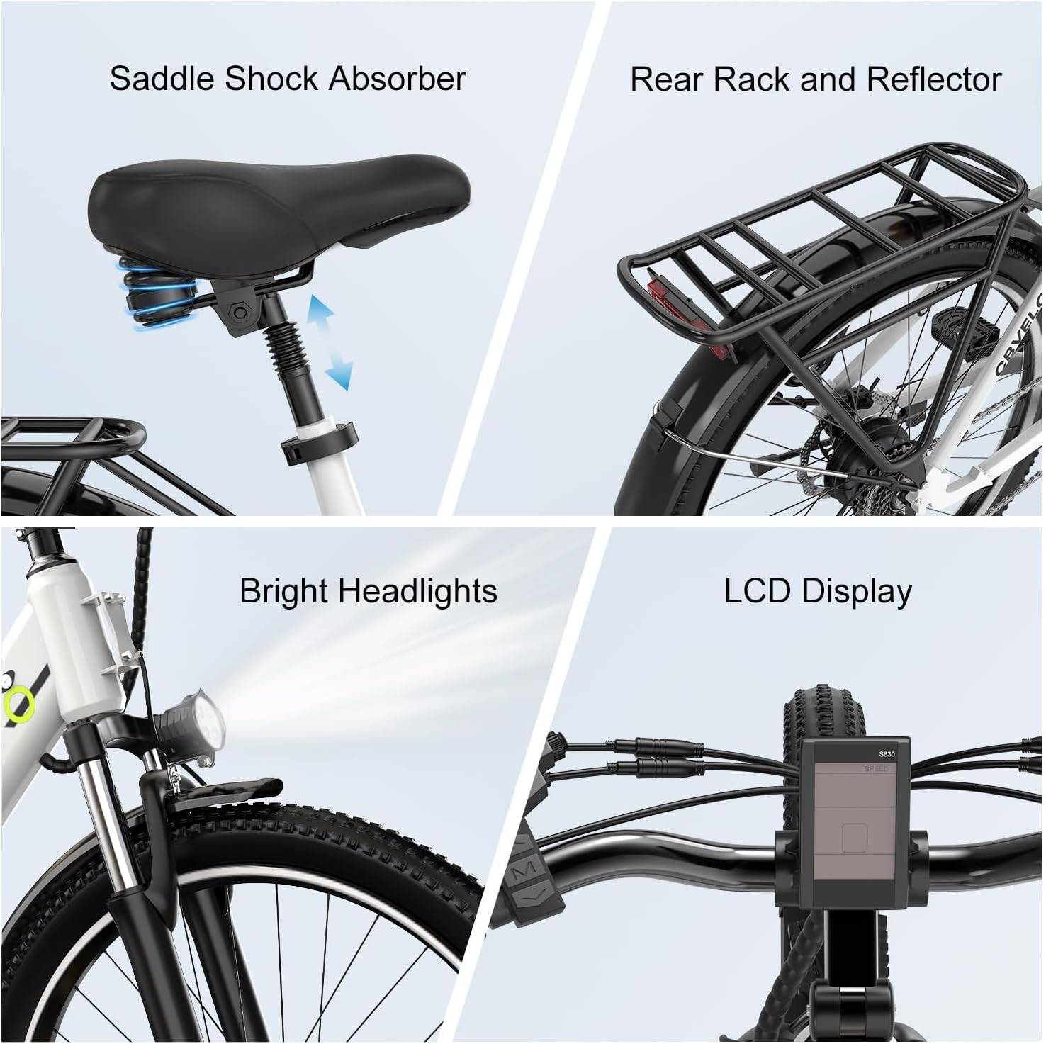 750 Peak Electric Bike for Adults,up 80 Miles Removable Battery Ebike, 26' Electric E Bike with 7-Speed,Adult Electric Bicycles for Commute Beach Snow White Womens All Terrain