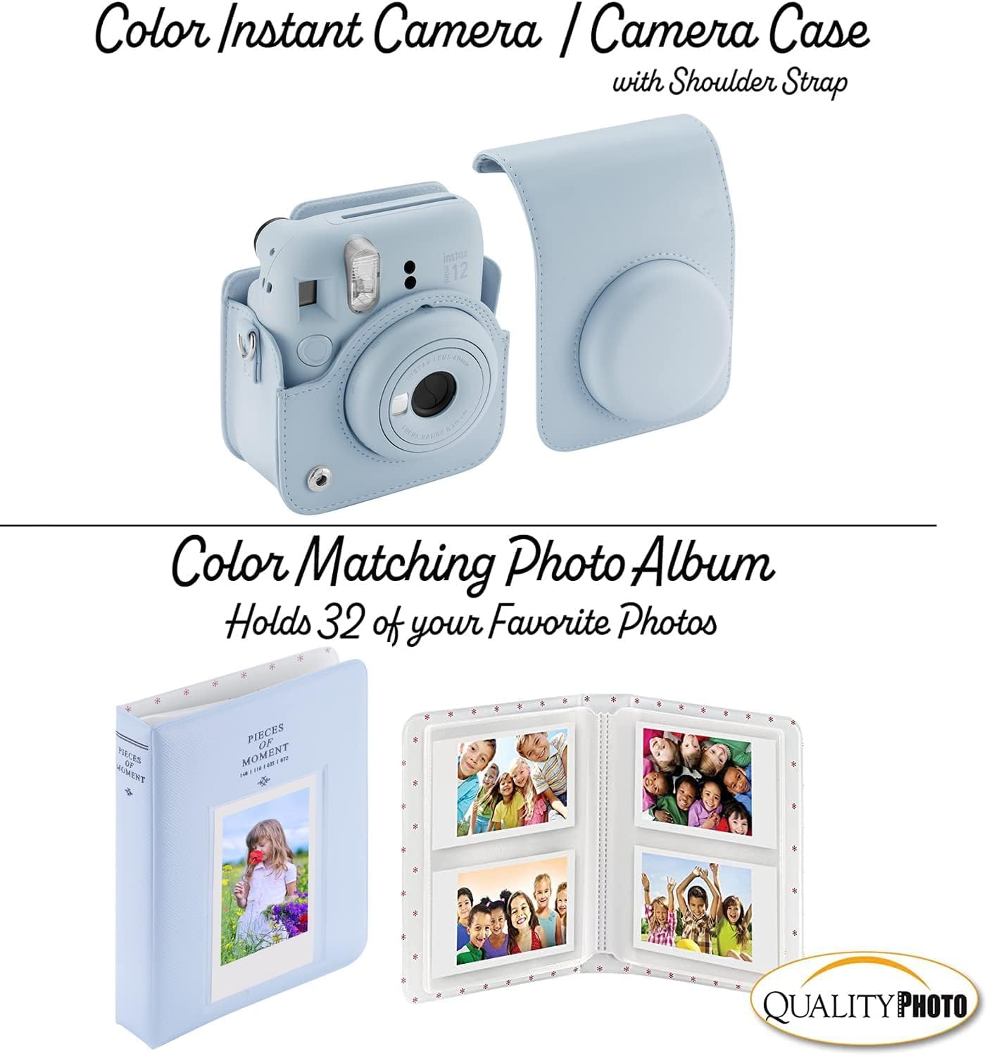 Fujifilm Instax Mini 12 Instant Camera + 40 Photo Prints + Quality Photo Value Bundle, Case, Decoration Stickers, Frames, Photo Album, (Pastel Blue)