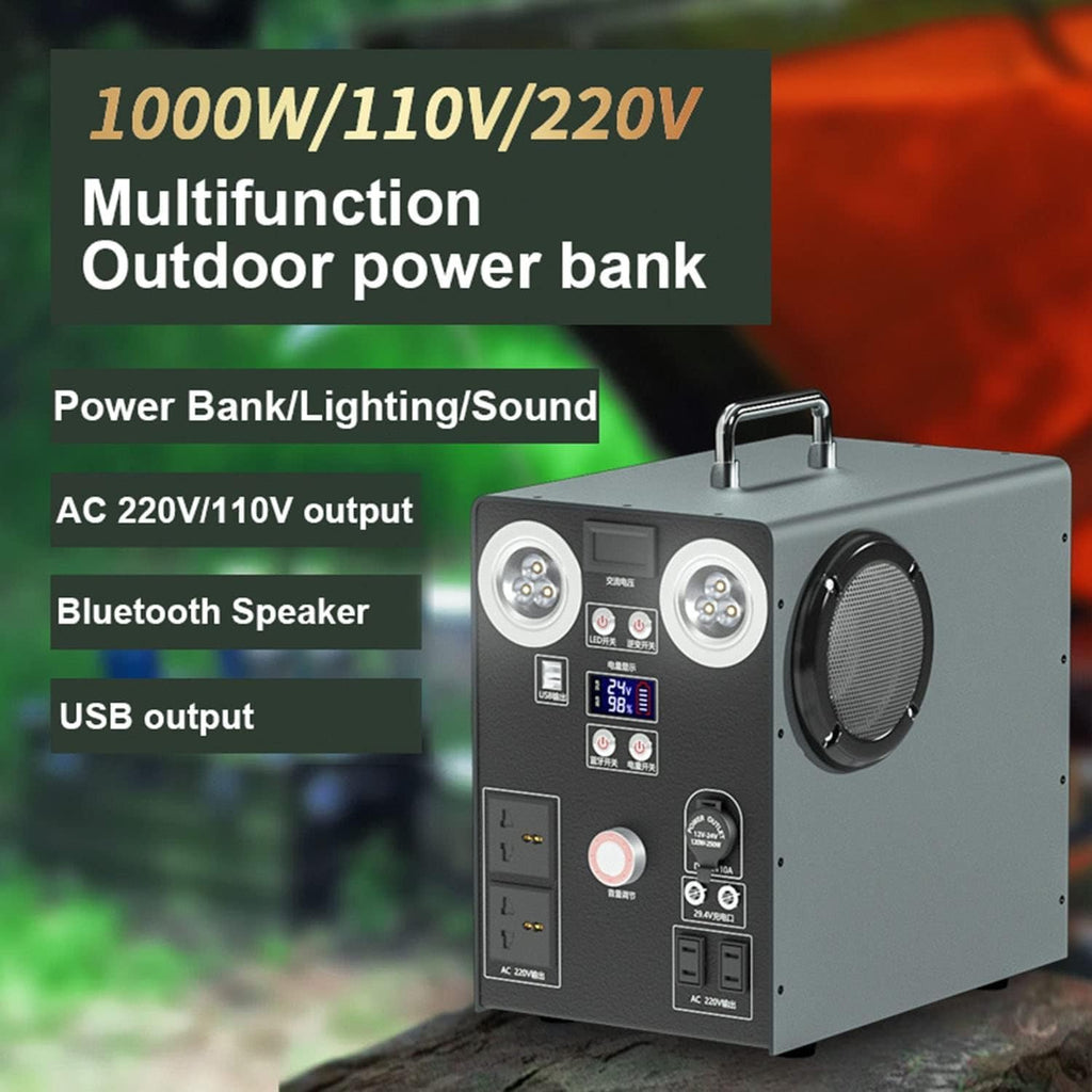 1000 W Portable Power Station, Solar Generator Backup Power Supply, with LED Light and Bluetooth Speaker, for Home Backup, Emergency, Outdoor Camping Or RV Travel(220V/1000w~1087wh)