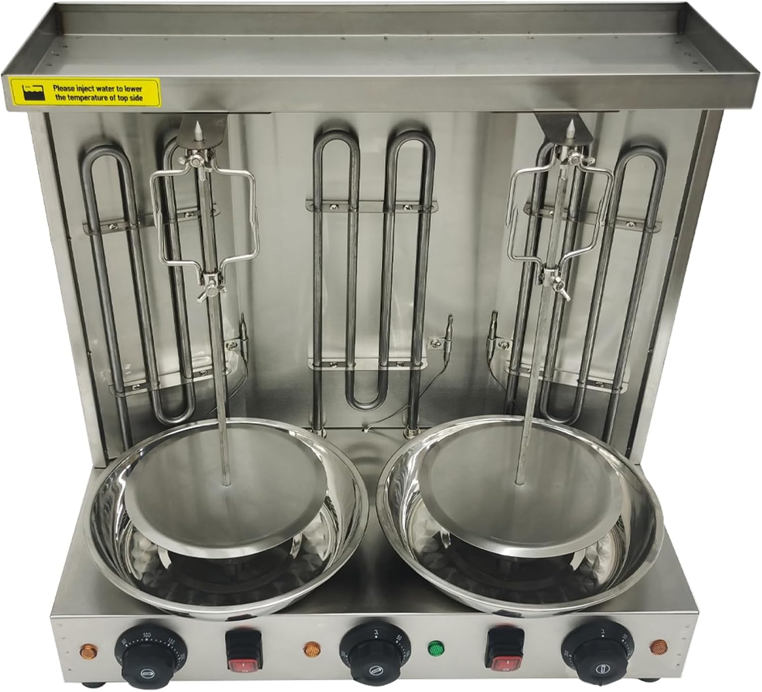 Electric 3 Burners Turkish Barbecue Machine Shawarma Maker Kebab Gyro Grill Stainless Steel Vertical Rotating Oven with Meat Catch Pan and Adjustable Tempereture