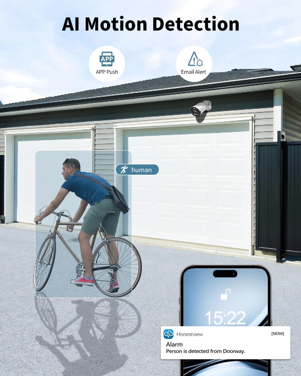 《5MP Super HD & 80ft IR Night Vision》Wired Security Camera System Outdoor, IP67 Waterproof CCTV Cameras Systems with AI Human Detection, Home Video Surveillance DVR Kits