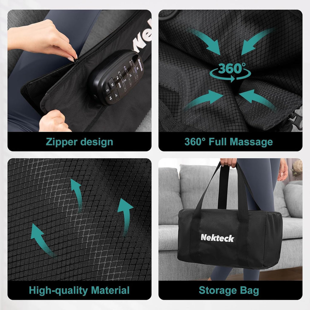 Nekteck Leg Compression Massager Recovery System, Cordless Foot and Leg Massager for Circulation and Pain Relief, Rechargeable Compression Boots with 6 Modes 4 Intensities, Legs Relaxation