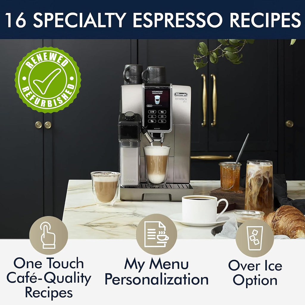 De'Longhi Dinamica Plus Connected Fully Automatic Espresso Machine, ECAM37095TI (Renewed)
