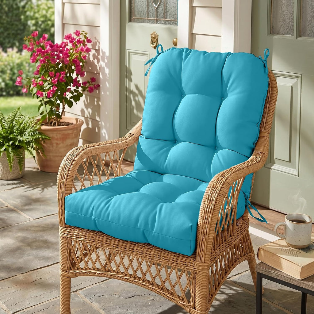 EAGLE PEAK Tufted Outdoor/Indoor Seat/Back Chair Cushions, Set of 2, 42'' x 21'', Blue