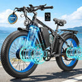 9000W Peak Electric Bike for Adults,58V Max-Output 1972Wh Dual Motor Ebike,47MPH 105Miles Range,24' x4.0 Fat Tire Hydraulic Disc Brake Full Suspension E-Bike for Mountain Snow Commuter