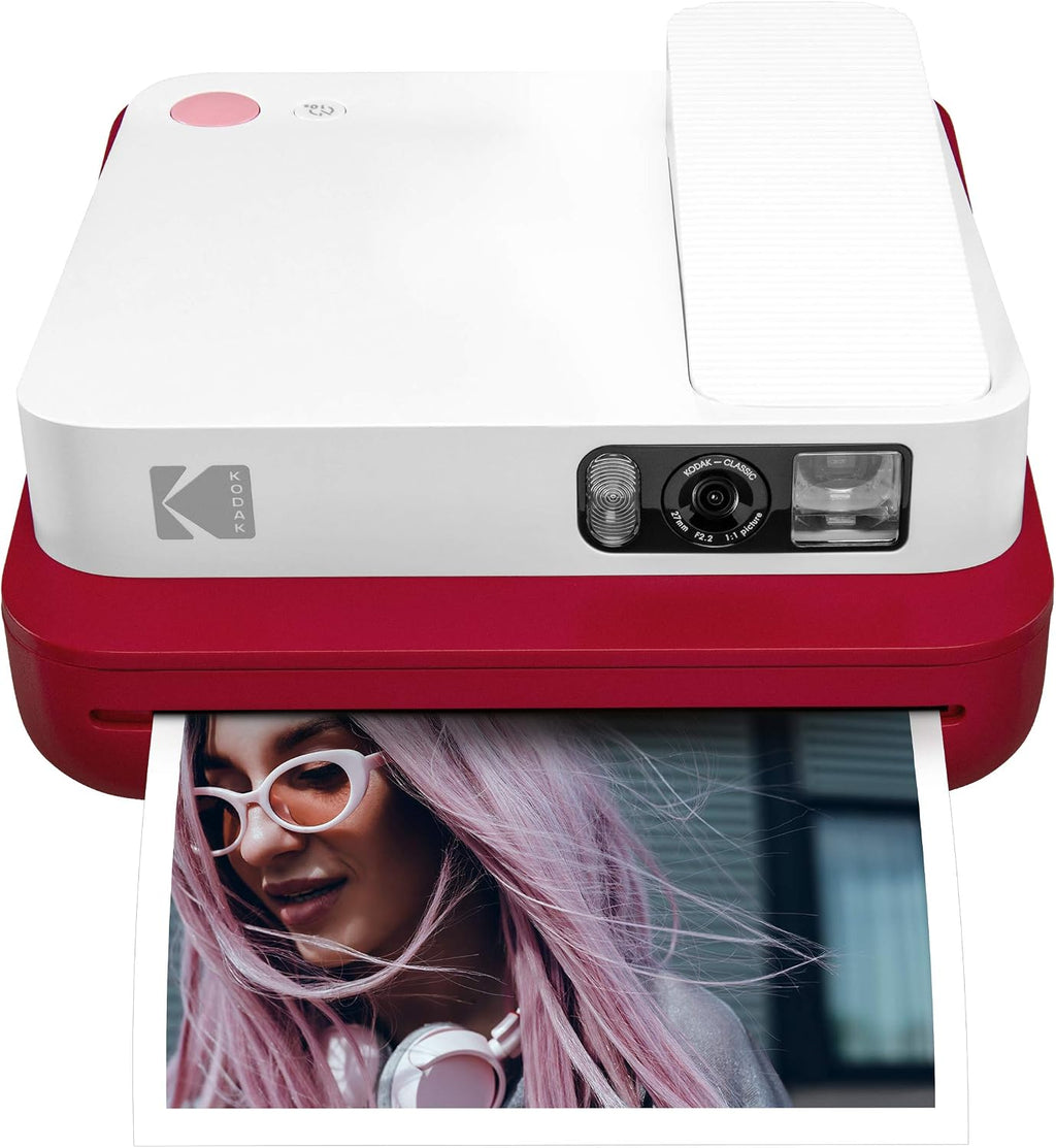 Zink KODAK Smile Classic Digital Instant Camera for 3.5 x 4.25 Zink Photo Paper - Bluetooth, 16MP Pictures (Red)