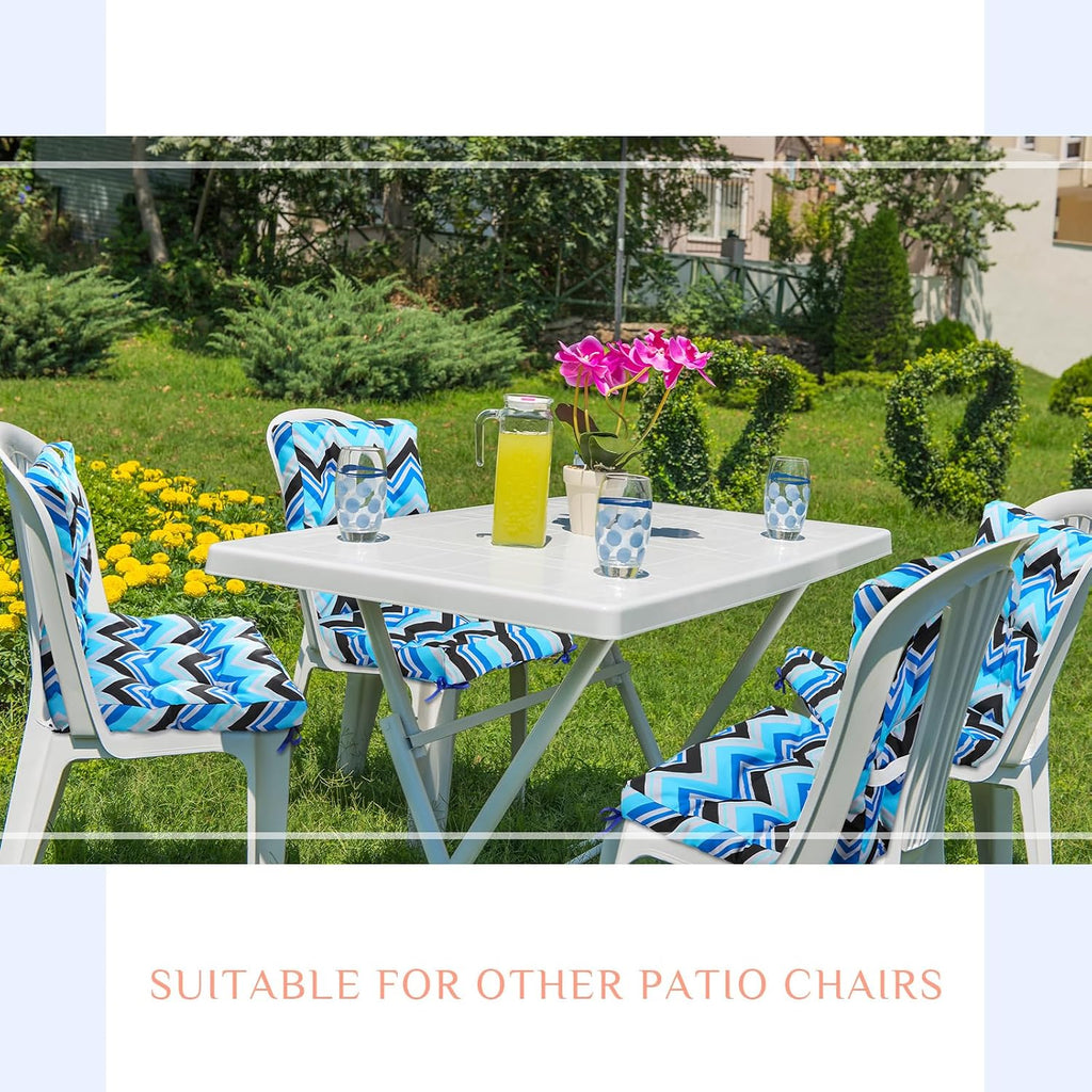 Hoteam 6 Set Patio Chair Cushions Outdoor 20 x 40 Inch High Chair Patio Cushion for Outdoor Furniture Waterproof Seat Rocking Indoor Thickened Pad(Geometric Style,Dark Blue)