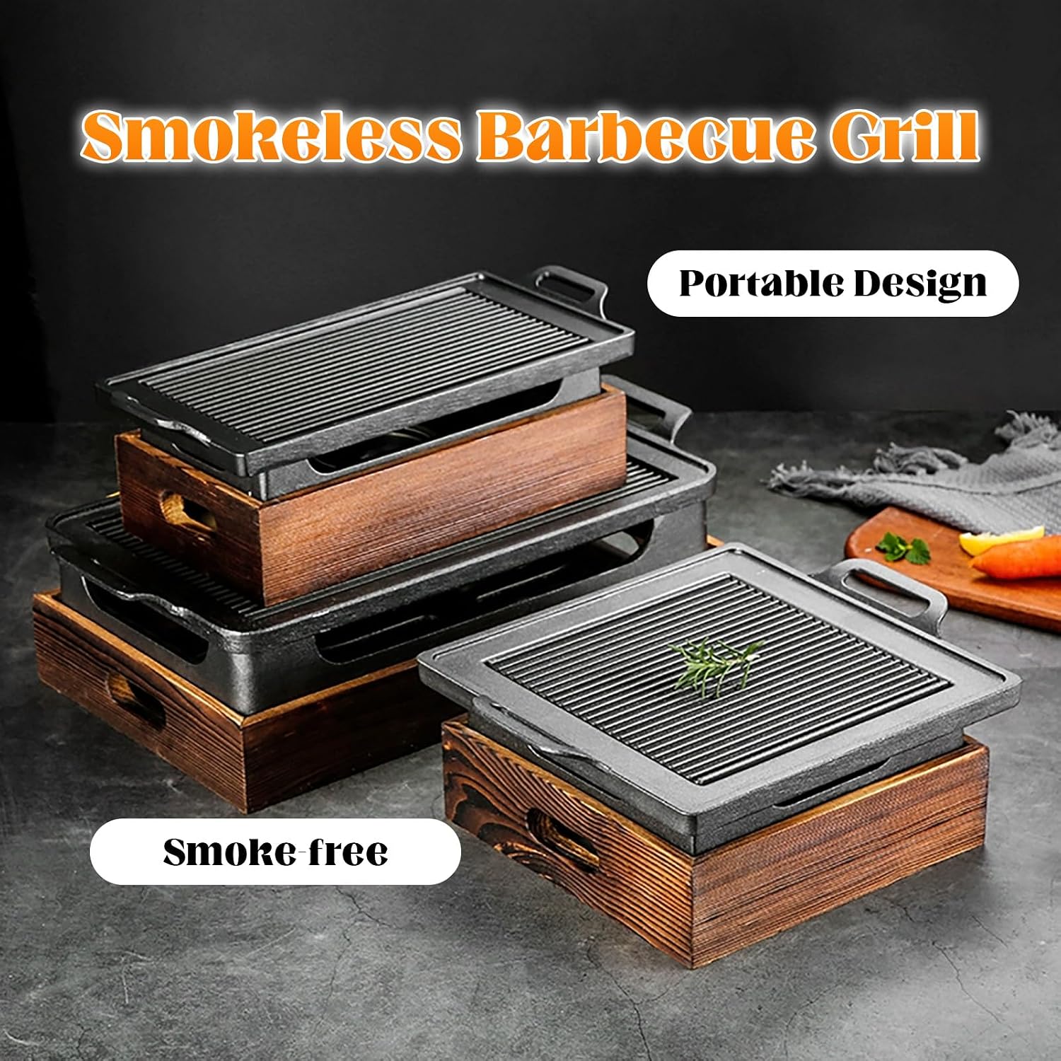 Japanese Barbecue Grill Portable Barbecue Stove Portable Smokeless Grill for Indoor Dining Table Camping BBQ,32 * 21cm