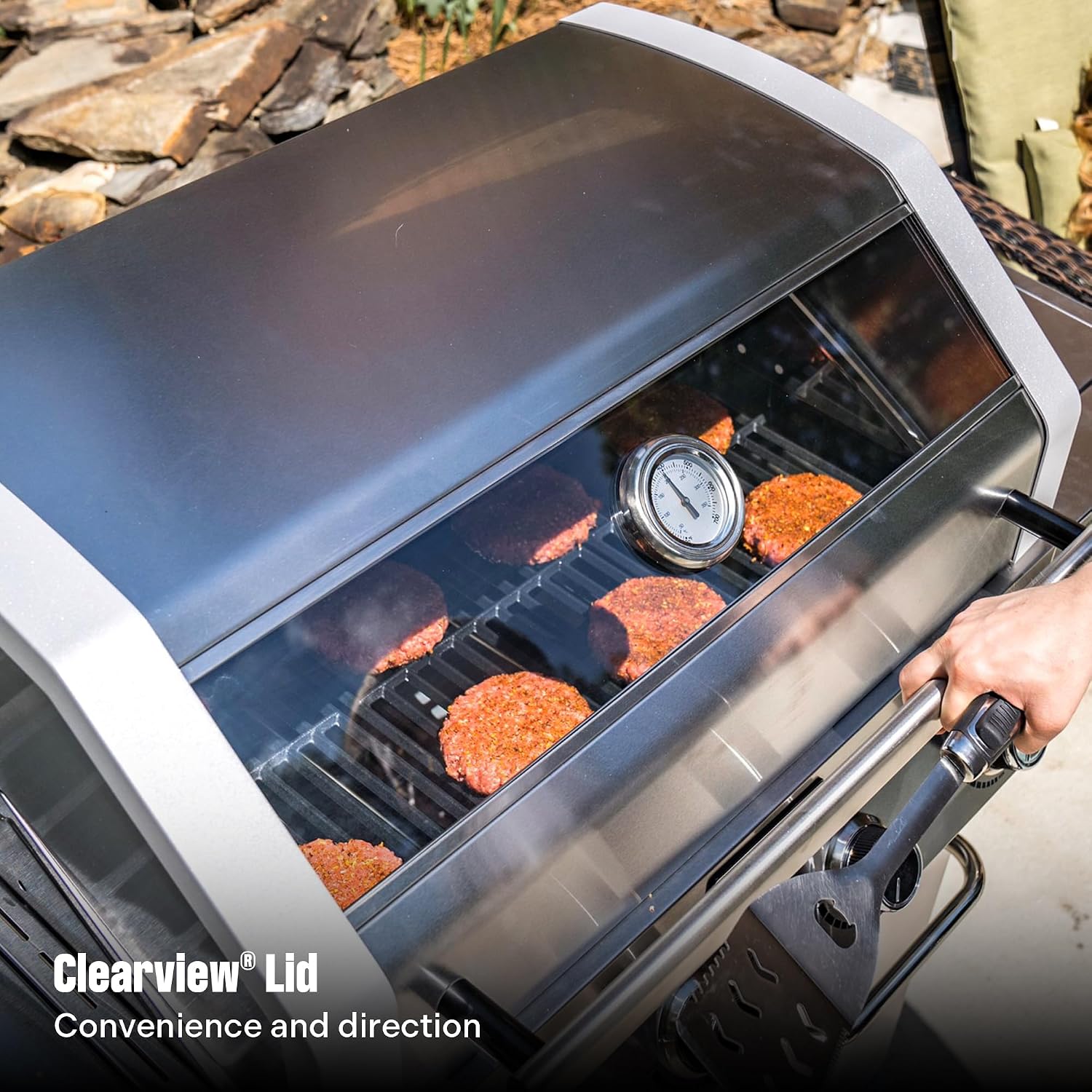 Monument Grills 4+1 Burner Convertible Natural Gas Grill Stainless Steel Propane Grill with a Side Burner, a Built-In Thermometer, Large Cabinet Style Grill