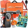 Car Emergency Kit with Jumper Starter and Air Compressor, Roadside Emergency Tool Kit for Truck Venicle Auto, Men Women Winter Travel Road Side Safety Essential Survival Bag with First Aid Kit