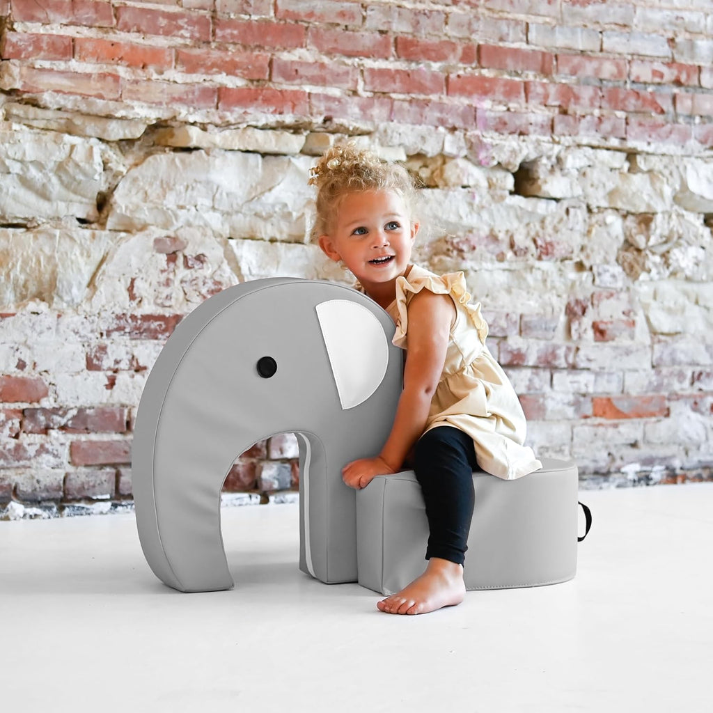 Children's Factory Emmy The Elephant Seat, Gray Foam Kids Stool, Toddler Soft Seating Chair for Daycare, Preschool and Home, Lightweight and Easy to Clean, Little Explorers Collection