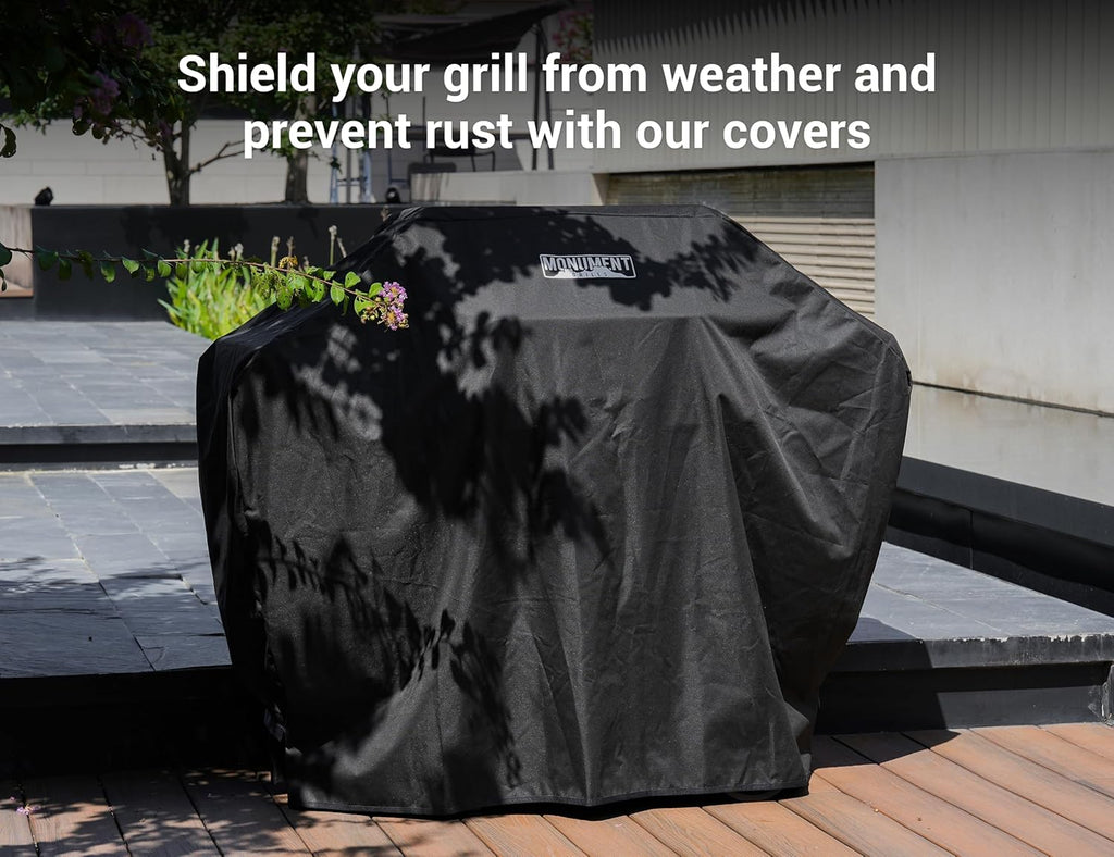 Monument Grills Mesa Series, Outdoor Barbecue Stainless Steel 4 Burner Propane Gas Grill, 52,000 BTU Patio Garden Barbecue Grill with Side Burner and Knob Controls, Mesa425 with BBQ Cover