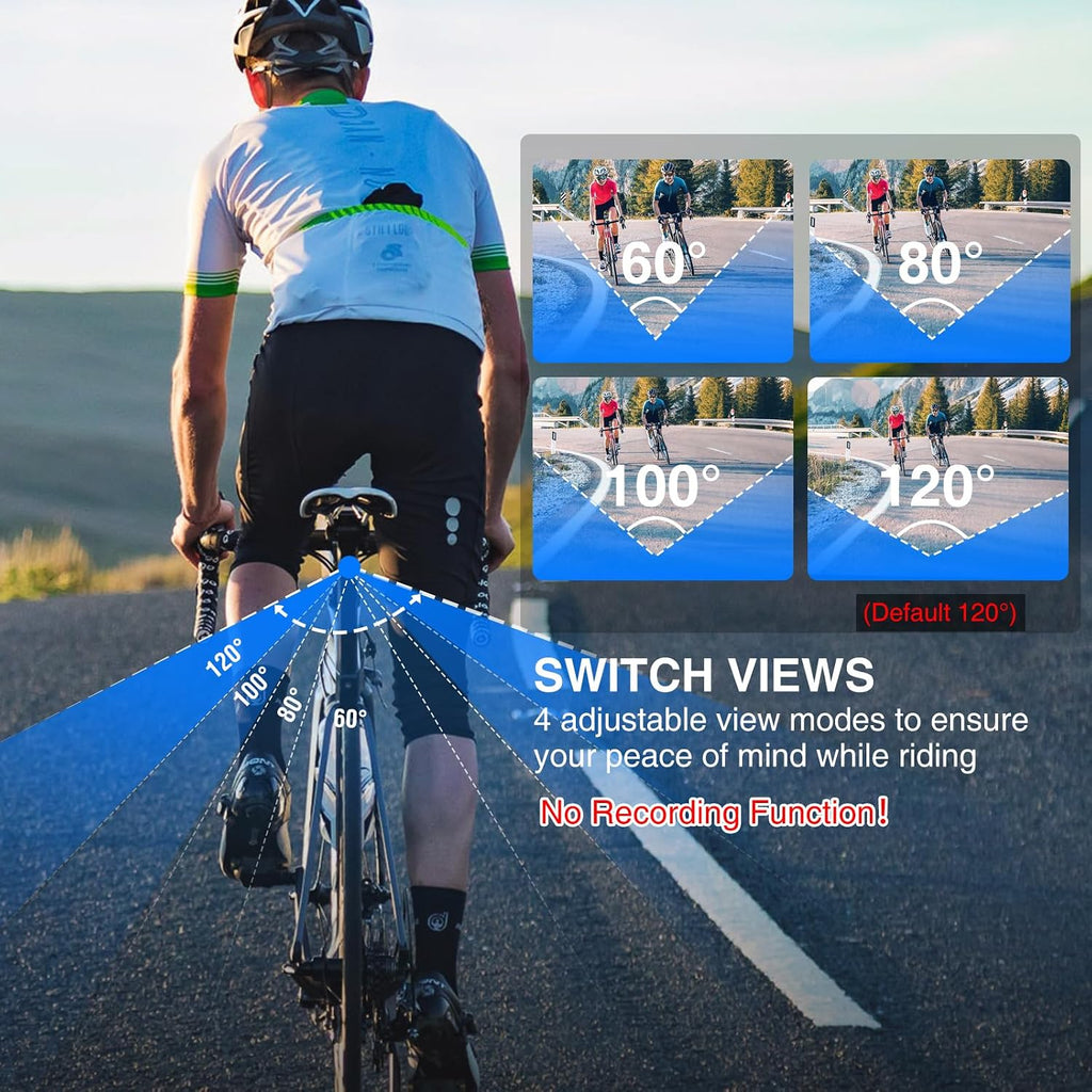 PARKVISION Handlebar Bike Mirror, Bicycle Rear View Zoom Camera with Dust Cover, 4.3'' HD 1080P Monitor, 120°/100°/80°/60° Wide Angle View, 10000mah Battery, Bike Camera for Mountain