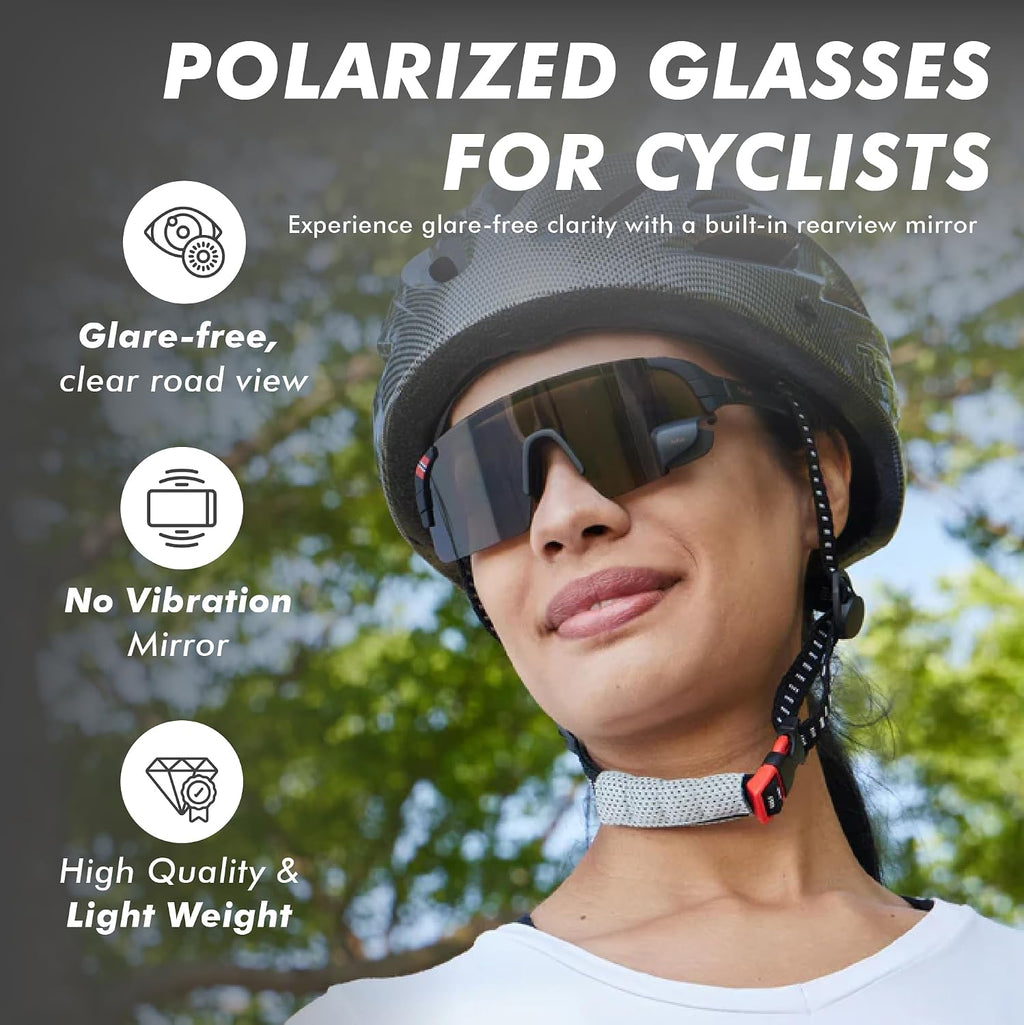 TriEye Cycling Glasses with Rear-view Mirror - Sports Sunglasses for Men & Women - UV-400 Protection
