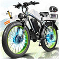 Dual Motor Electric Bike for Adults,6000W Peak,45MPH,60V&52V/25Ah Battery,26''&24'' Fat Tire,Up to 110 Miles Range,SHM 7-Speed Gear Ebike
