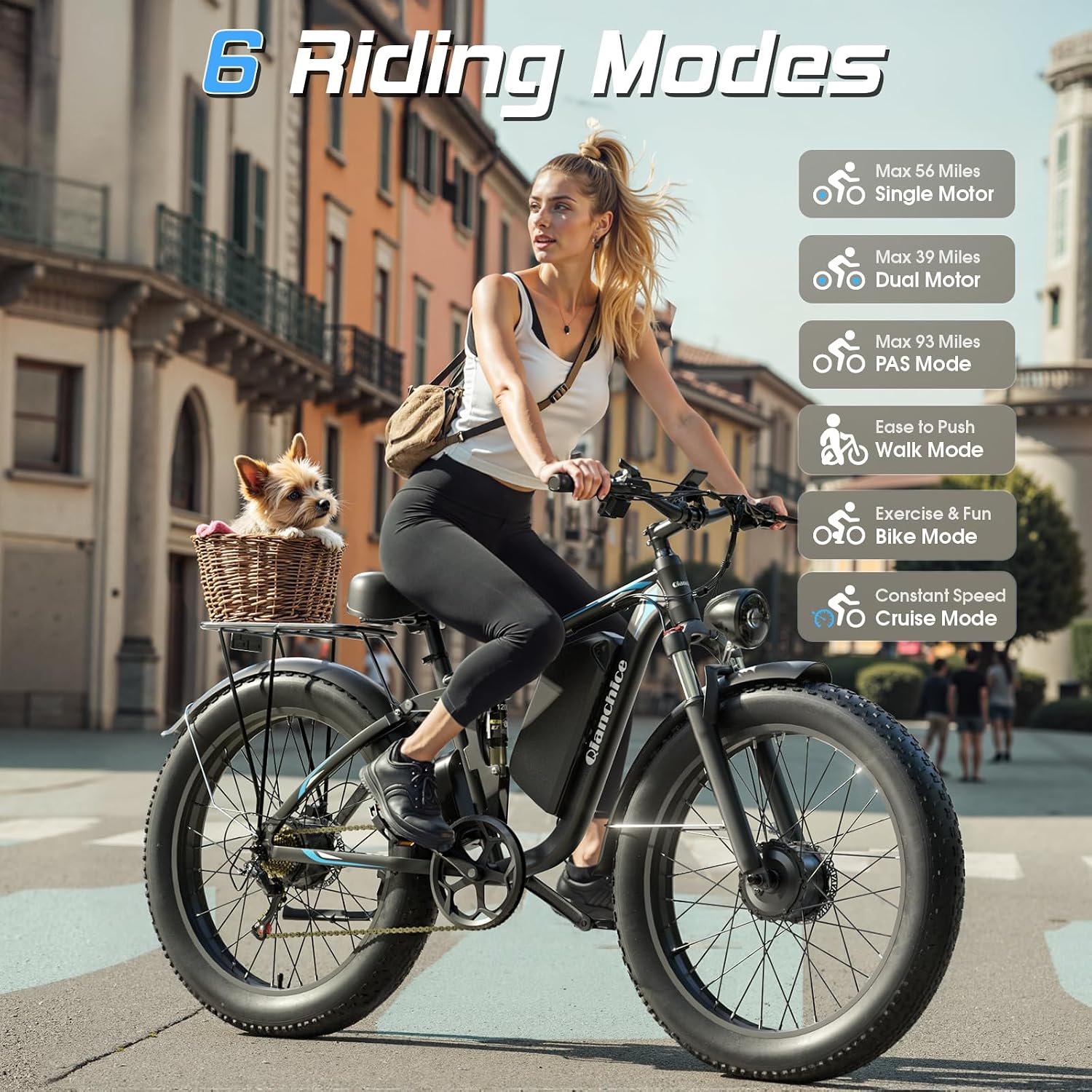 Qianchice 6000W Peak Dual Motor Electric Bike for Adults-Women-Men, 52V 34AH/36AH Long Range Ebike Fat Tire 24inch, 41-45MPH Fast Electric Bicycle Dirt Bike