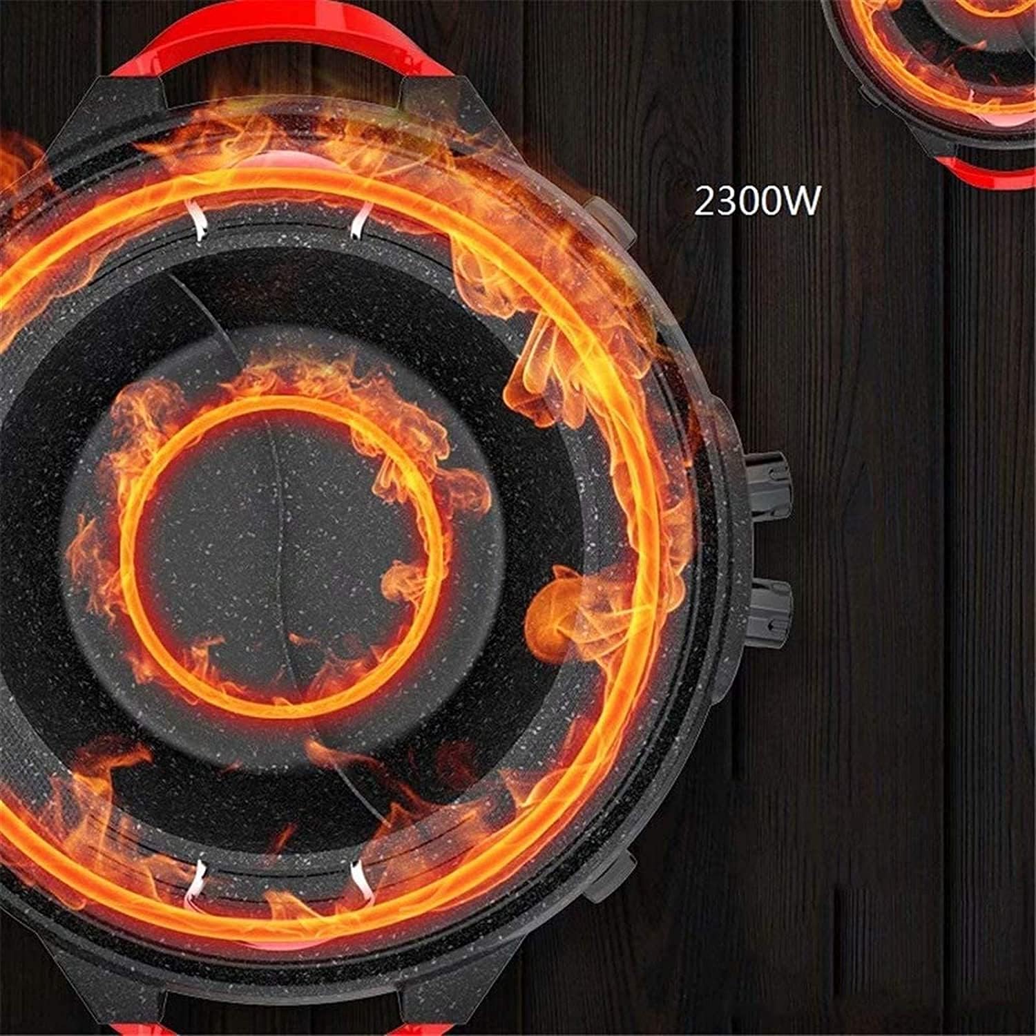 Electric Grill 2 in 1 Electric Pan Shabu Hot Pot BBQ with 5 Temperature adjustments for Indoor Outdoor (Color : Black 1, Size : 52 * 52 * 15cm)