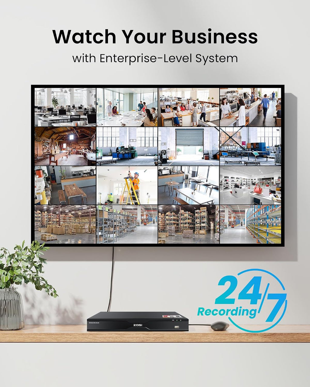 ZOSI 32CH 4K PoE Security Camera System, Face Person Vehicle Detection, 2 Way Audio, Spotlight Siren, 32pcs 8MP Outdoor Indoor IP Cameras, 32 Channel 4K NVR with 8TB HDD for 24/7 Recording