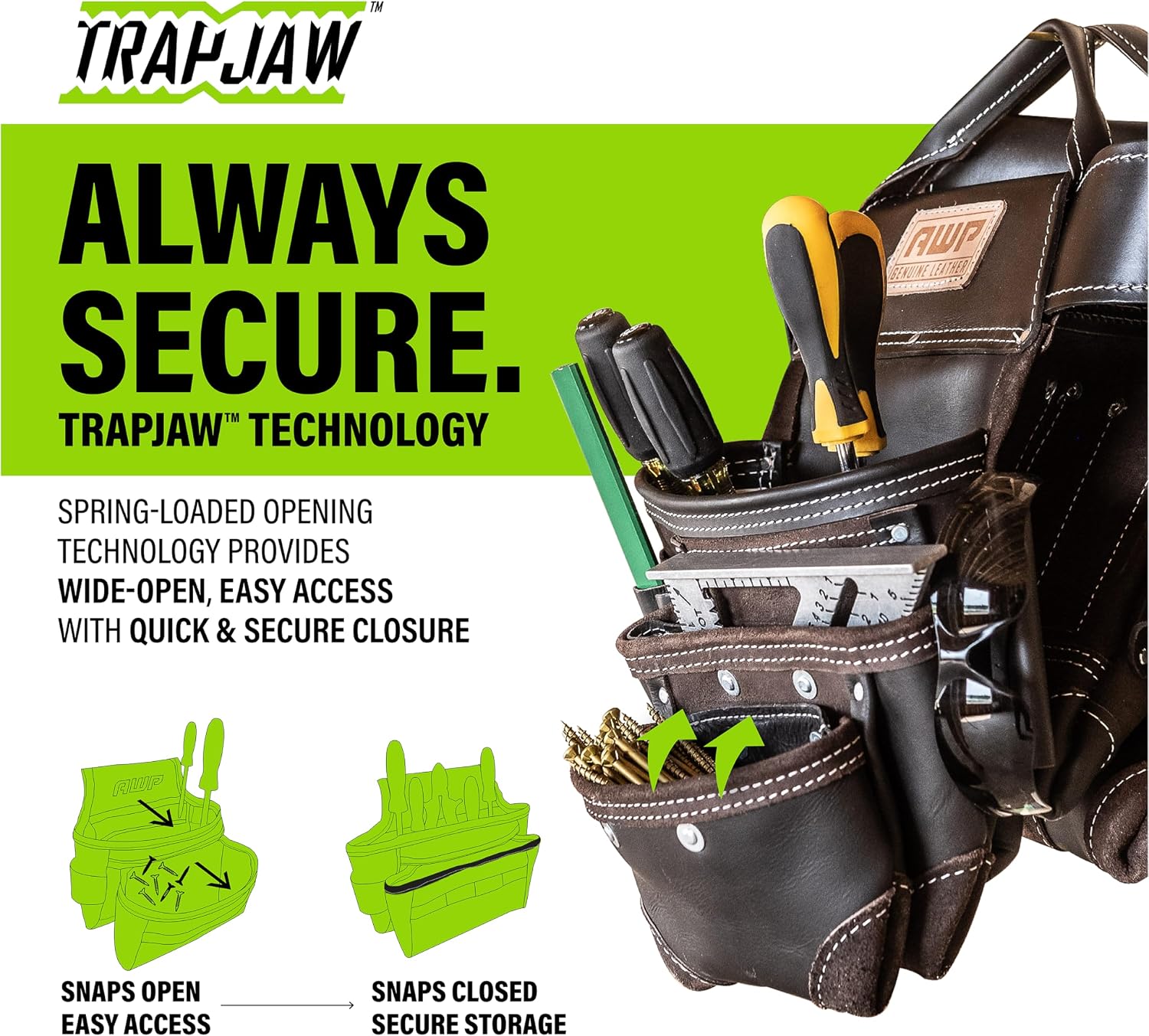 AWP Tool Belt Tool Rig, Durable Premium Utility Belt Organizer for Men & Women, Utility Work, Electrician, Mechanic
